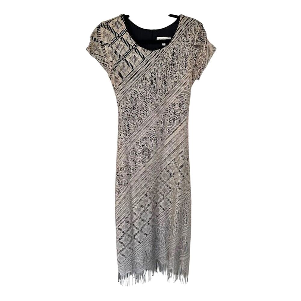 Vintage Harlow Maxi Dress Size 4 Fringe Flapper Great Gatsby Fairy Boho Lace USA